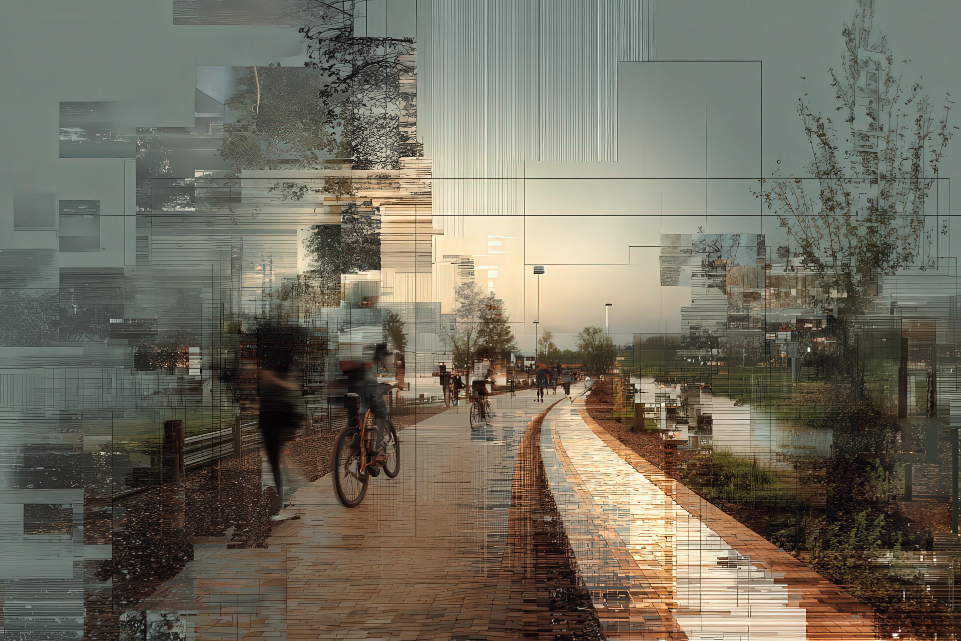 Un sentiero ciclopedonale sostenibile che si fonde con un documento legale astratto